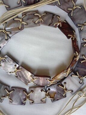 Squear Shell Good Accessories | Rare Vintage Handmade Olive Shell Square Link Belt ...